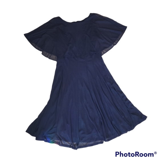 Navy blue cape sparkle dress size 10 - Picture 4 of 9